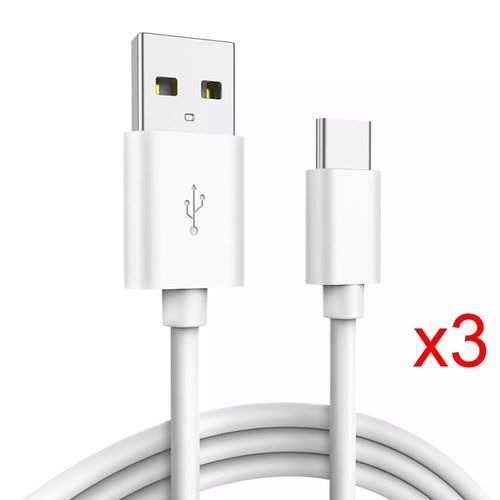 [Lot De 3] Câble Charge Type-C Pour Xiaomi Mi 11, 11i, 11 Lite, 11t Pro, 12 Pro, Redmi Note 11 - 1m Blanc - E.F.Connection