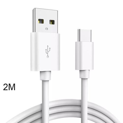 Câble USB-C pour Xiaomi 11, 11i, 11 Lite, 11T Pro, 12 Pro, Redmi Note 11/Note 11S - Câble de 2 Mètre - Blanc