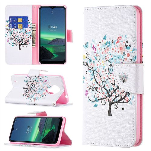 Saturcase Coque Pour Nokia 1.4, Beau Motif Pu Cuir Magnétique Flip Portefeuille Support Porte-Carte Protecteur Housse Étui Pour Nokia 1.4 (Bo-3)
