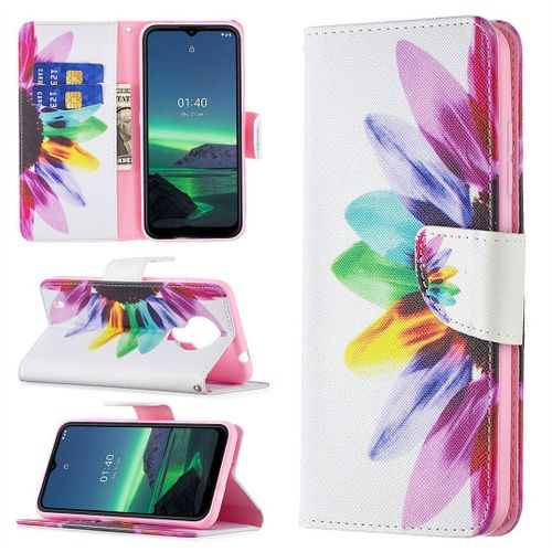 Saturcase Coque Pour Nokia 1.4, Beau Motif Pu Cuir Magnétique Flip Portefeuille Support Porte-Carte Protecteur Housse Étui Pour Nokia 1.4 (Bo-2)