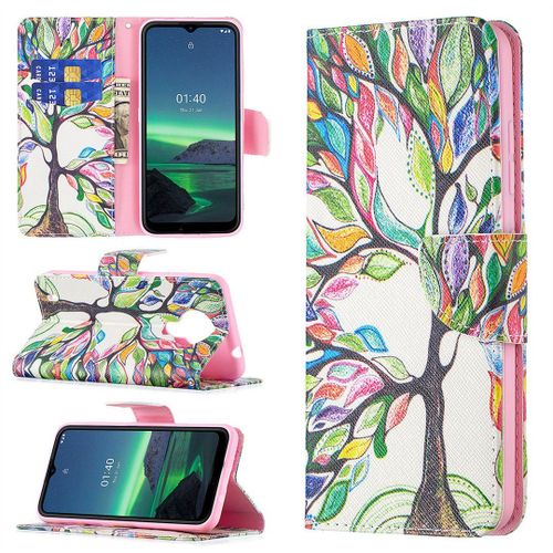 Saturcase Coque Pour Nokia 1.4, Beau Motif Pu Cuir Magnétique Flip Portefeuille Support Porte-Carte Protecteur Housse Étui Pour Nokia 1.4 (Bo-1)