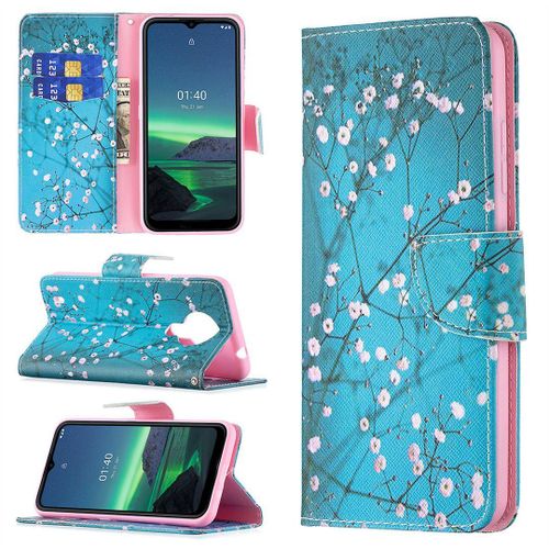 Saturcase Coque Pour Nokia 1.4, Beau Motif Pu Cuir Magnétique Flip Portefeuille Support Porte-Carte Protecteur Housse Étui Pour Nokia 1.4 (Bo-4)