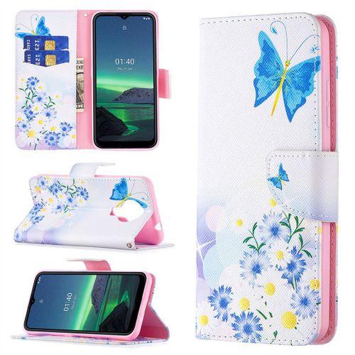 Saturcase Coque Pour Nokia 1.4, Beau Motif Pu Cuir Magnétique Flip Portefeuille Support Porte-Carte Protecteur Housse Étui Pour Nokia 1.4 (Bo-8)