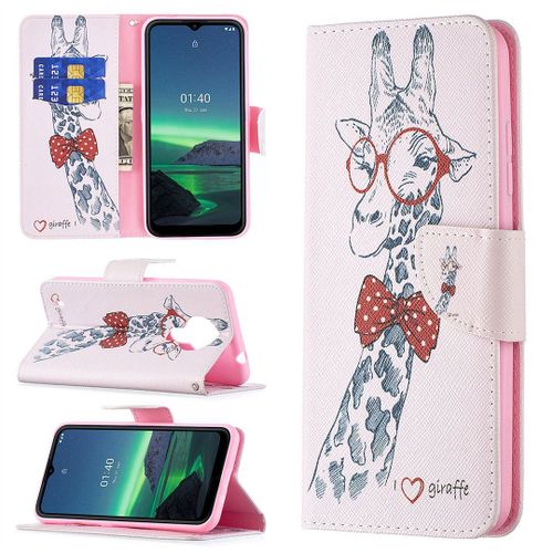 Saturcase Coque Pour Nokia 1.4, Beau Motif Pu Cuir Magnétique Flip Portefeuille Support Porte-Carte Protecteur Housse Étui Pour Nokia 1.4 (Bo-7)