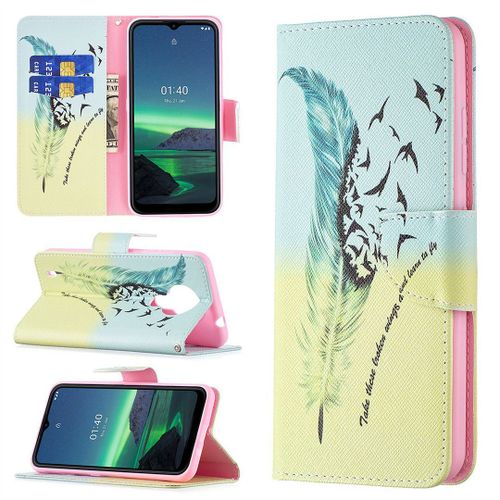 Saturcase Coque Pour Nokia 1.4, Beau Motif Pu Cuir Magnétique Flip Portefeuille Support Porte-Carte Protecteur Housse Étui Pour Nokia 1.4 (Bo-5)