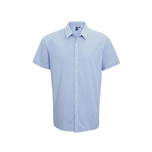 Chemise ? Carreaux Manches Courtes - Homme - Pr221 - Bleu Clair