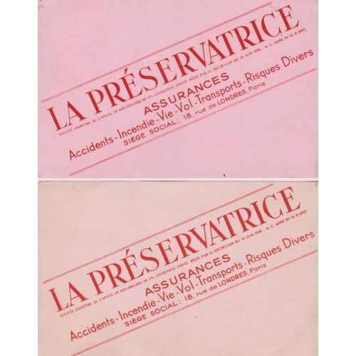 Buvards La Préservatrice Assurance 135x215 Mm