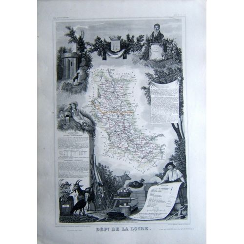(Levasseur) Grande Carte Département De La Loire. 1852 Auvergne Tbe