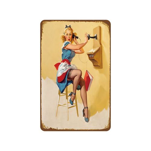 Rouge - 20x30cm - Affiche De Beauté Vintage Et Sexy, Plaque Métallique, Signe En Étain, Rétro, Décor Mural De Salle De Bain, Accessoires, Décor Artistique Personnalisé Pour La Maison, Grotte'homme