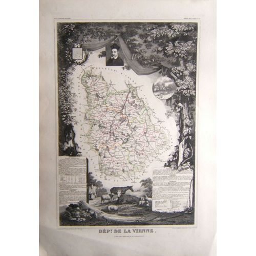 (Levasseur) Grande Carte Département De La Vienne. 1852 Nouvelle Aquitaine Tbe