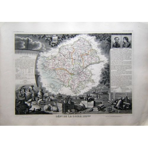 (Levasseur) Grande Carte Département De La Loire Inférieure. 1852 Tbe