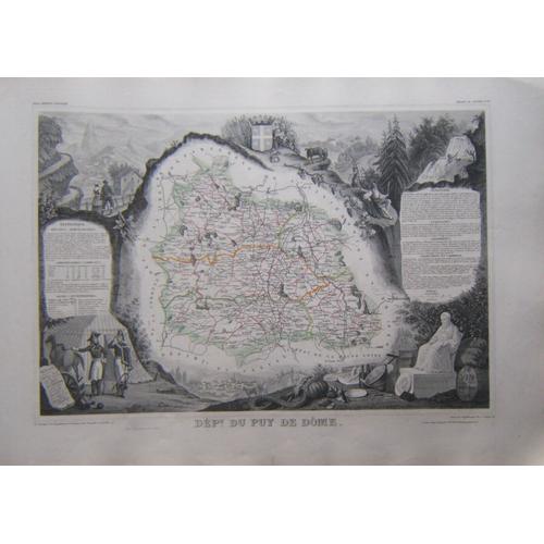 (Levasseur) Grande Carte Département Du Puy De Dôme.1852 Auvergne Tbe