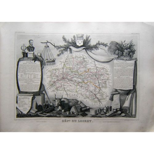 (Levasseur) Grande Carte Département Du Loiret. 1852 Tbe Centre Val De Loire