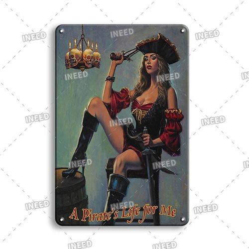 20x30cm - Affiche De Bière Vintage En Fer Blanc Rétro Pour Décor Mural De Maison, Plaques Métalliques Décoratives, Signes De Bar Tiki, Shabby Chic, Autocollant Avec Fille Pin Up Sexy