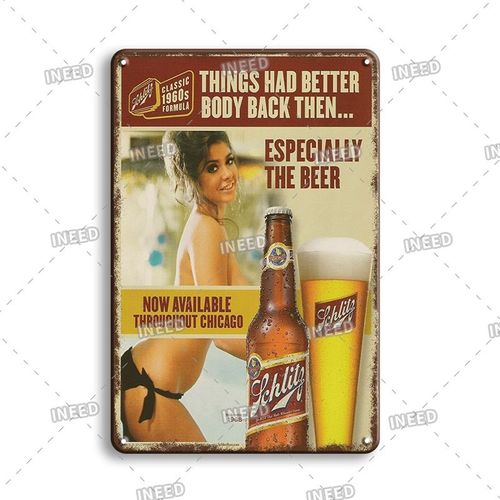 20x30cm - Affiche De Bière Vintage En Fer Blanc Rétro Pour Décor Mural De Maison, Plaques Métalliques Décoratives, Signes De Bar Tiki, Shabby Chic, Autocollant Avec Fille Pin Up Sexy