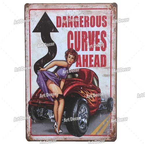 20x30cm - Affiche De Fille Sexy Pin-Up, En Métal, Vintage, Motos, Plaque Métallique, Rétro, Homme, Grotte, Garage