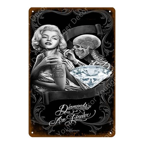 20x30cm - Affiche De Tatouage En Métal, Étiquette Murale, Sexy, Pin Up, Fille, Marilyn Monroe, Plaque De Peinture Artistique, Décoration De Salon, Pour Festival