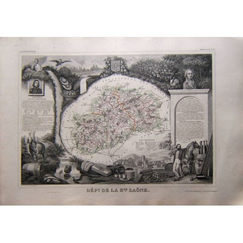 (Levasseur) Grande Carte Département De La Haute Saône. 1852 Bourgogne Tbe