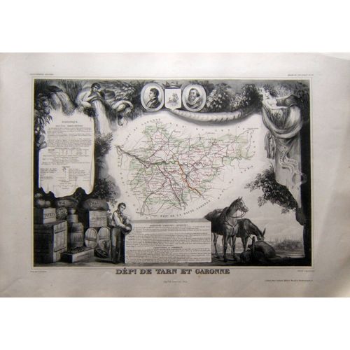 (Levasseur) Grande Carte Département Du Tarn Et Garonne. 1852 Occitanie Tbe