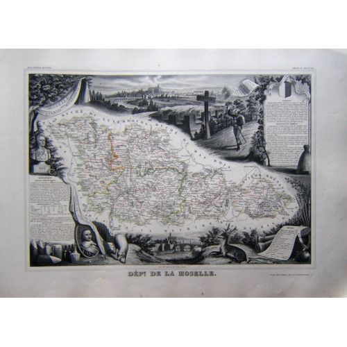 (Levasseur) Grande Carte Département De La Moselle. 1852 Grand-Est Tbe