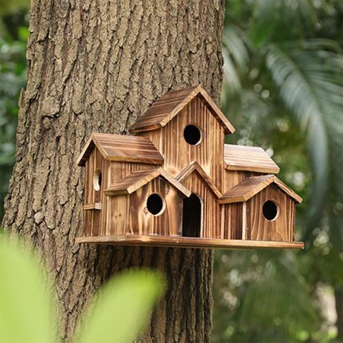 Cage À Oiseaux Naturelle À 6 Trous, Fournitures De Décoration Pour La Maison, Abri Pour Oiseaux, Pour Pelouse