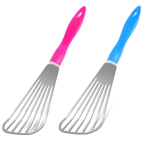 Spatule À Poisson Fendue, Poignée En Plastique, Tourneurs En Acier Inoxydable, Outil De Cuisine, 2 Pièces