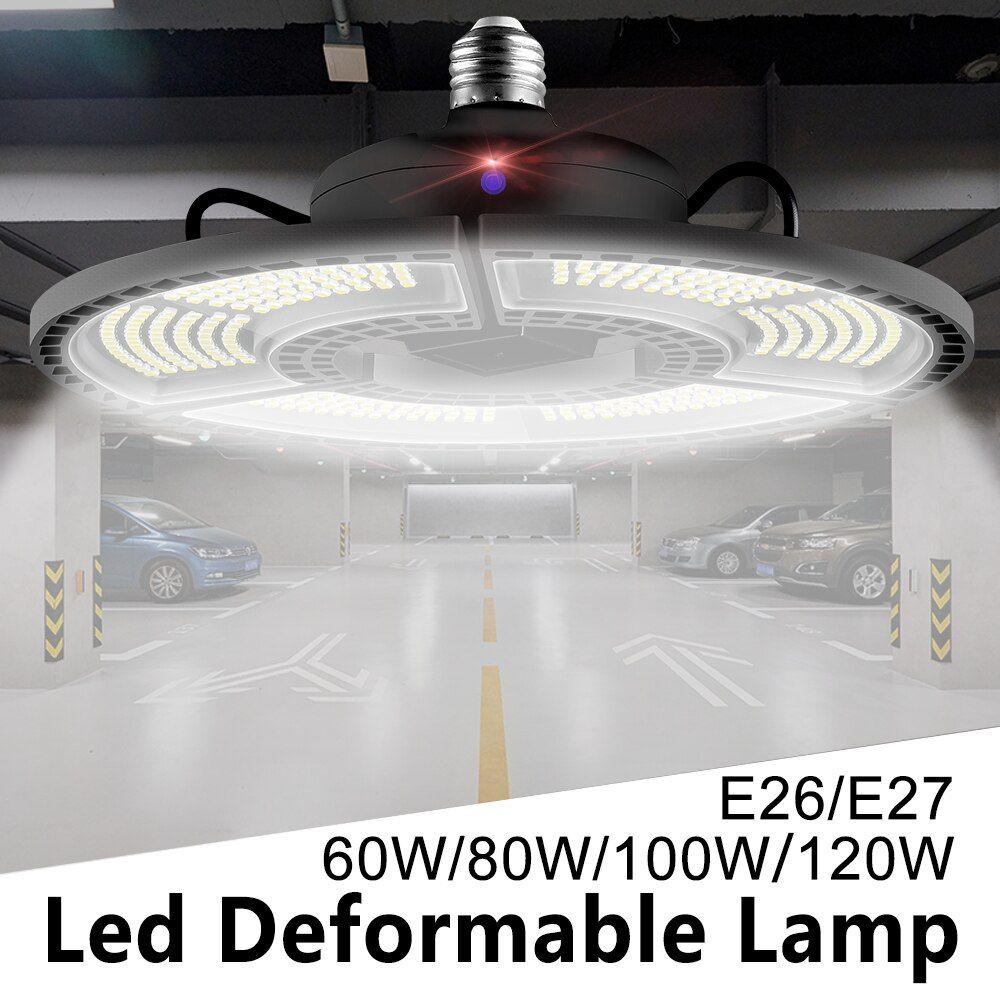 E27 Led Pliant Garage Lumières Intérieur Lampe Déformable Pour L'éclairage  D'entrepôt D'atelier 110v 4