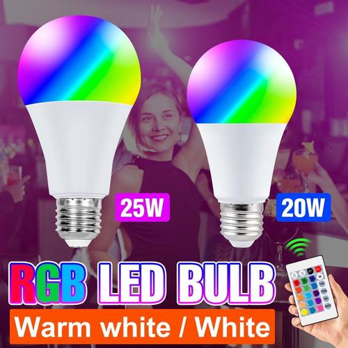 Ampoule Led Rgb E27 220v, Ampoule Intelligente 20w 25w Lampara, Projecteur De Couleur, Éclairage D'ambiance Pour La Décoration De La Maison Avec Contrôle