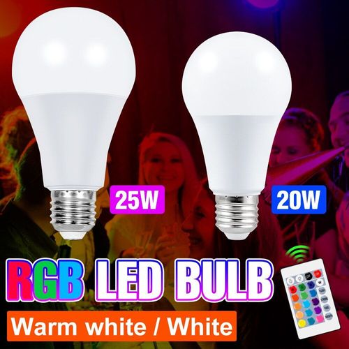 Ampoule Led Rgb, E27, 25, 20w, Lampe Intelligente, Contrôle Ir, Lustre Pour Maison, Fête, Salon, Décoration