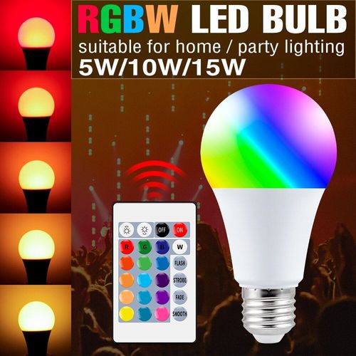 Ampoule Rgb E27, 16 Couleurs, Lampe Intelligente, 5w 10w 15w, Interrupteur À Télécommande Sans Fil, Décor D'halloween, Bombilla Rgbw