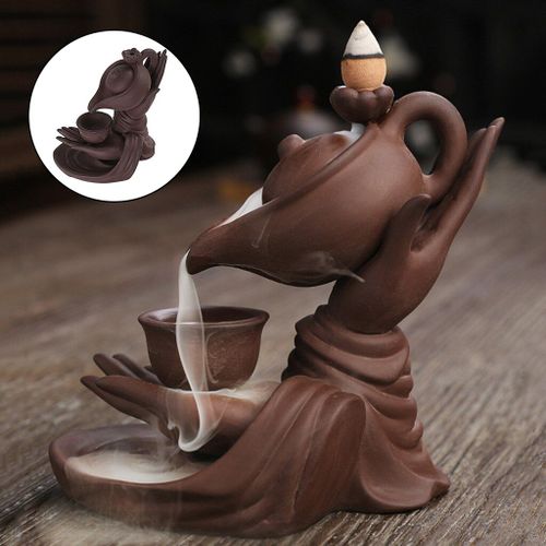 Théière À Main De Bouddha En Argile Violette, Ancien Style Chinois, Encens À Main De Bouddha, Support De Brûleur De Cône, Figurine, Encensoir À Reflux En Cascade