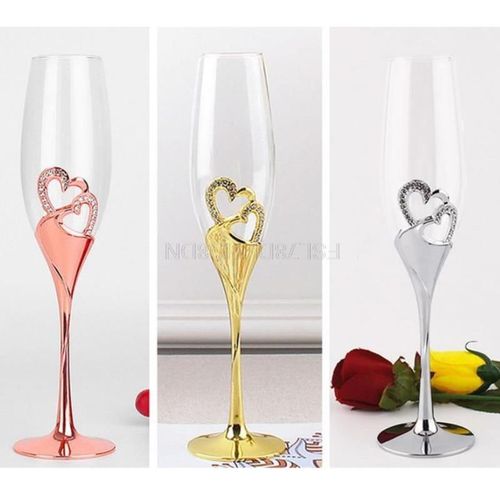 Verres À Vin En Cristal, 2 Pièces/Ensemble, Verre À Champagne, Support Métallique, Flûtes, Accessoires Pour Bar Et Bar, 200ml