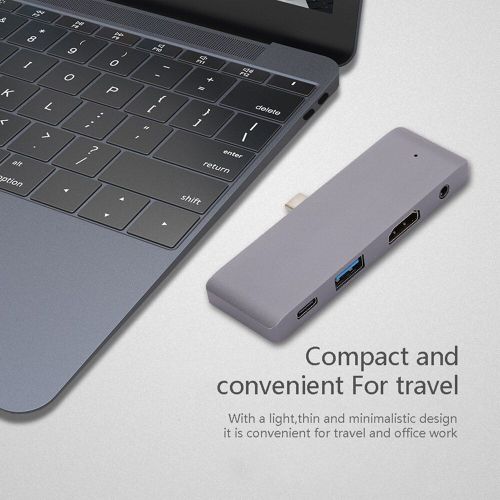 Adaptateur de concentrateur 4 en 1 type-c vers prise jack 3,5 mm compatible HDMI USB 3.0 Convertisseur de station d'accueil Multi Splitter pour tablettes portables