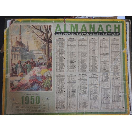 Calendrier Almanach Des Postes 1950 / Marche Des Fleurs