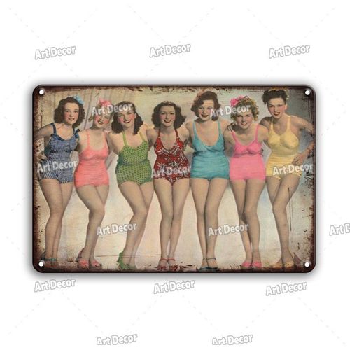 20x30cm - Affiche En Métal Pour Salle De Bain, Shabby Chic, Signe En Étain, Vintage, Sexy, Broche, Fille, Plaque En Métal, Accessoires De Décoration De Salle De Bain, Décoration De Maison