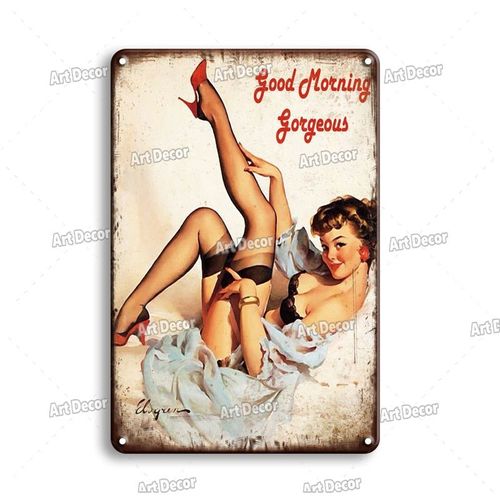 20x30cm - Affiche En Métal Pour Salle De Bain, Shabby Chic, Signe En Étain, Vintage, Sexy, Broche, Fille, Plaque En Métal, Accessoires De Décoration De Salle De Bain, Décoration De Maison