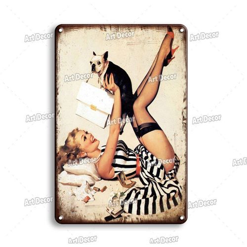 20x30cm - Affiche En Métal Pour Salle De Bain, Shabby Chic, Signe En Étain, Vintage, Sexy, Broche, Fille, Plaque En Métal, Accessoires De Décoration De Salle De Bain, Décoration De Maison