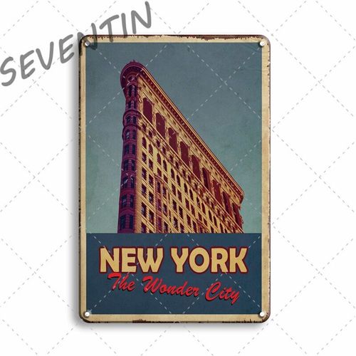 20x30cm - Affiche En Métal Tour Eiffel, Plaque Métallique Vintage New York, En Étain, Autocollants Muraux Décoratifs, Décoration Murale De Bar De Pub Irlandais