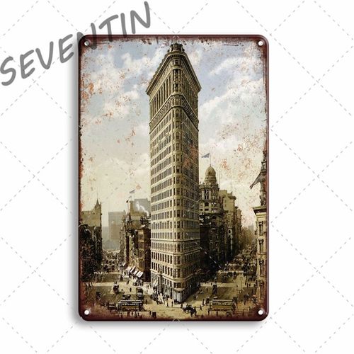 20x30cm - Affiche En Métal Tour Eiffel, Plaque Métallique Vintage New York, En Étain, Autocollants Muraux Décoratifs, Décoration Murale De Bar De Pub Irlandais