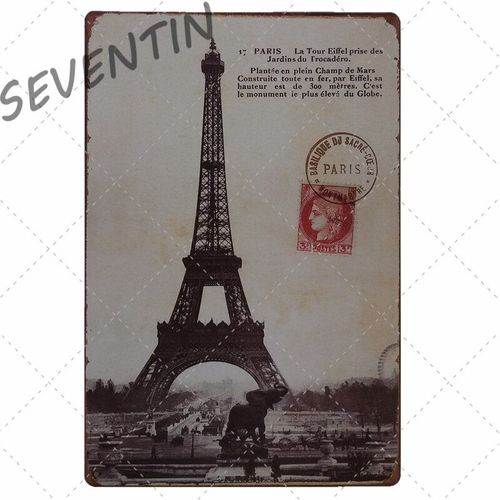 20x30cm - Affiche En Métal Tour Eiffel, Plaque Métallique Vintage New York, En Étain, Autocollants Muraux Décoratifs, Décoration Murale De Bar De Pub Irlandais