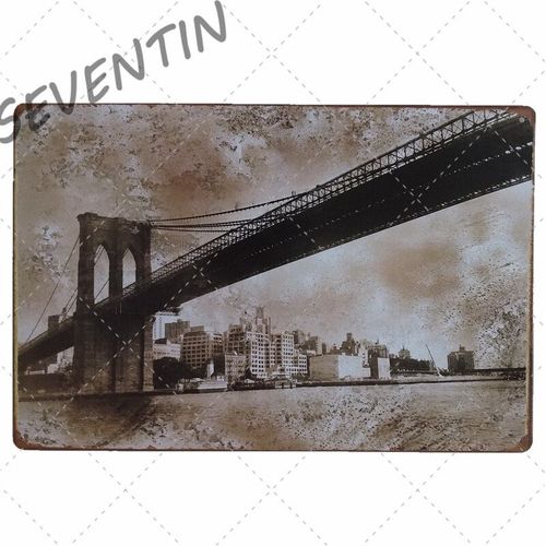 20x30cm - Affiche En Métal Tour Eiffel, Plaque Métallique Vintage New York, En Étain, Autocollants Muraux Décoratifs, Décoration Murale De Bar De Pub Irlandais
