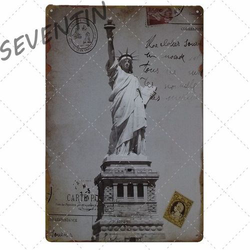 20x30cm - Affiche En Métal Tour Eiffel, Plaque Métallique Vintage New York, En Étain, Autocollants Muraux Décoratifs, Décoration Murale De Bar De Pub Irlandais