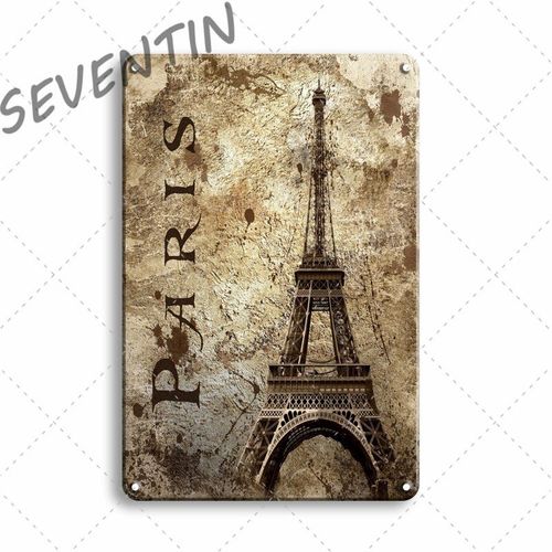 20x30cm - Affiche En Métal Tour Eiffel, Plaque Métallique Vintage New York, En Étain, Autocollants Muraux Décoratifs, Décoration Murale De Bar De Pub Irlandais
