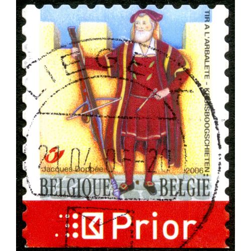 Timbre Oblitéré Belgique-België, Tir À L'arbalette, Jacques Doppée, 2006, Prior