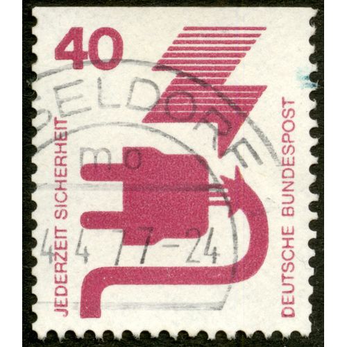 Timbre Oblitéré Deutsche Bundespost, Jederzeit Sicherheit, 40