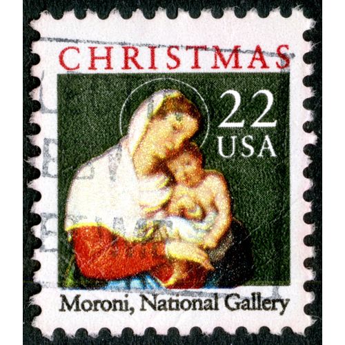 Timbre Oblitéré Usa, Christmas, Moroni, National Gallery, 22