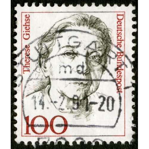 Timbre Oblitéré Deutsche Bundespost , Therese Giehse, 100