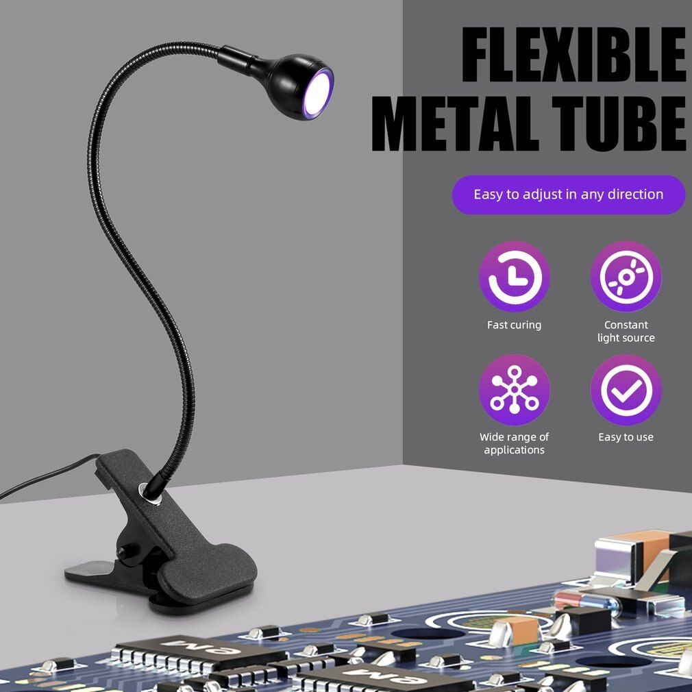 Mini lampe UV à LED, Tube métallique Flexible à clipser, 395nm
