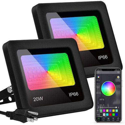 Projecteur Intelligent À Large Faisceau, Éclairage D'extérieur, Rvb, Bluetooth, 16 Millions De Couleurs, 20 Modes, Pour Paysage, Jardin, Fête, 20w