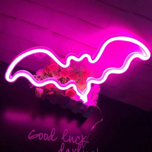 Enseigne Lumineuse Led Colorée En Forme De Chauve-Souris Ou De Dinosaure, Luminaire Décoratif D'intérieur, Idéal Pour Une Fête, Un Mariage, Une Fête, Un Halloween Ou Noël